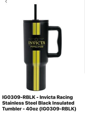 Invicta Racing Black and Yellow Insulated Travel Mug with Handle